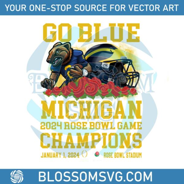 Go Blue Michigan Rose Bowl Game Champions PNG