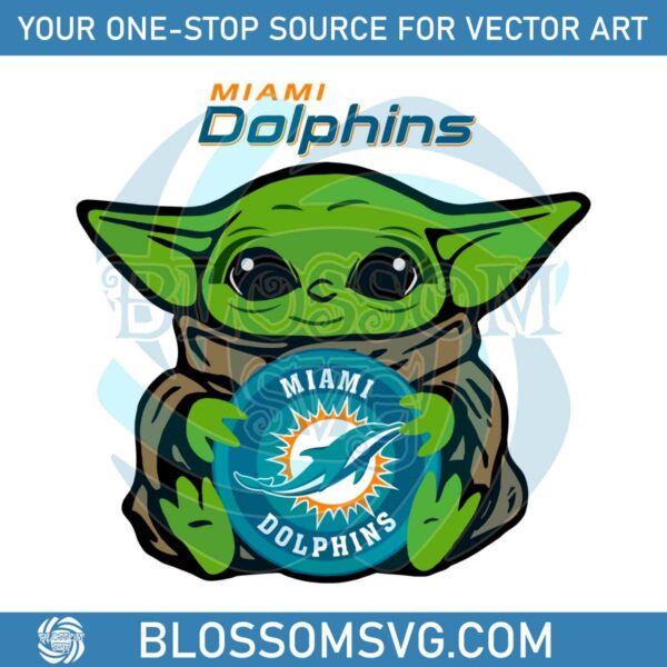 Baby Yoda Miami Dolphins Logo SVG