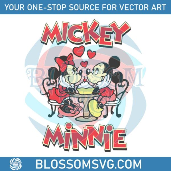 Vintage Valentines Day Mickey And Minnie Heart SVG