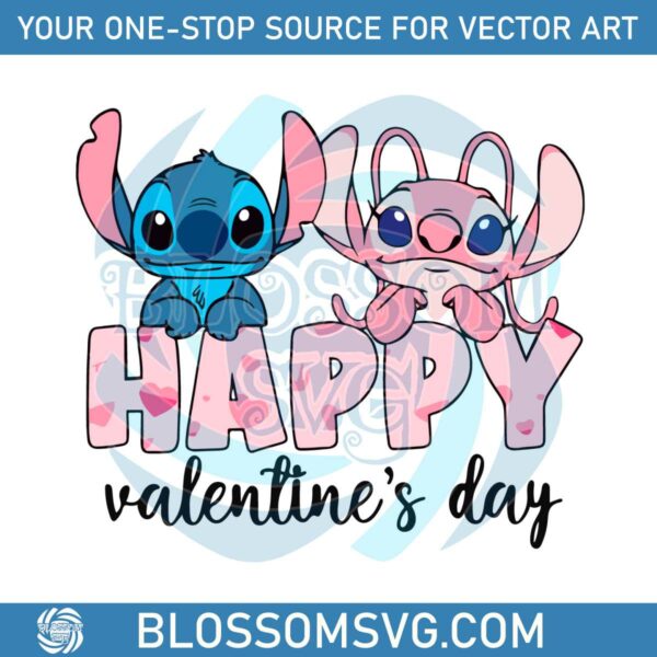 Happy Valentine Stitcth And Angel SVG