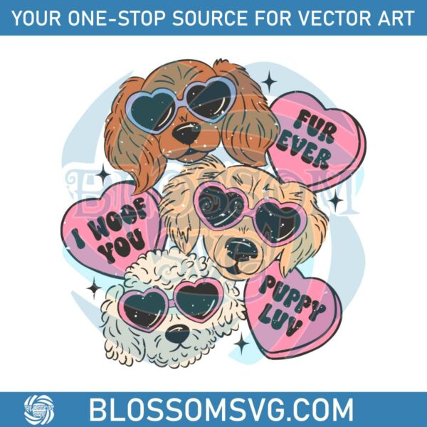 Retro Dog Valentine I Woof You SVG