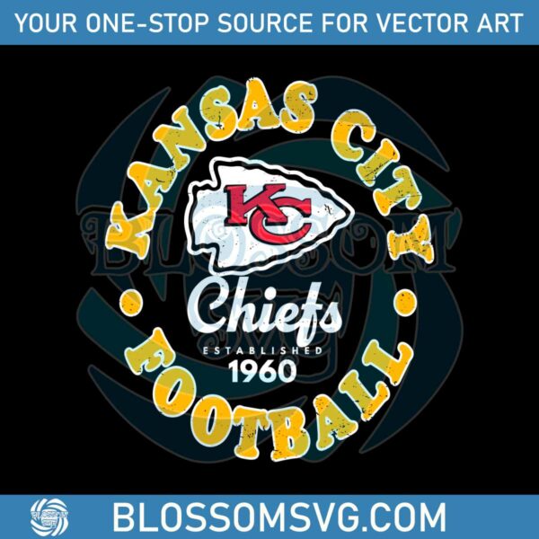 Vintage Kansas City Chiefs Football Established 1960 Svg