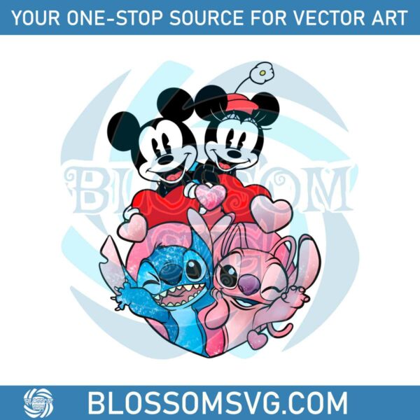 mickey-minnie-and-stitch-angel-heart-png