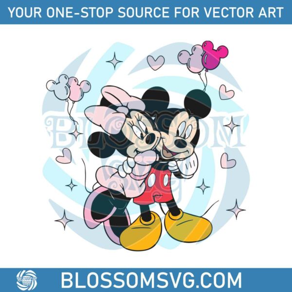 Groovy Mickey and Minnie Valentine Couple SVG