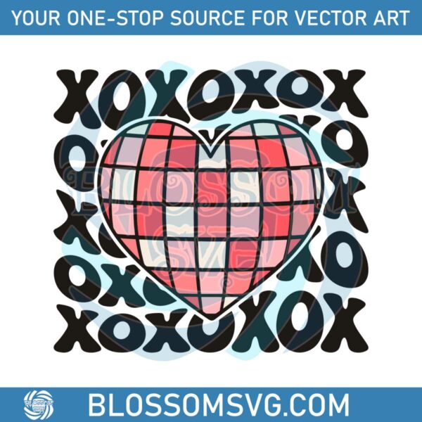 Retro Valentine XOXO Heart SVG