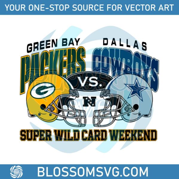 Green Bay Packers Vs Dallas Cowboys Helmet Super Wild Card Svg