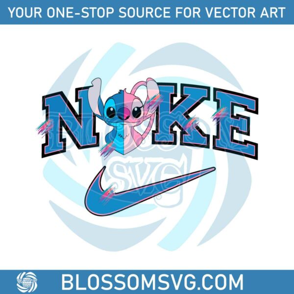 Cute Stitch Love Nike Logo SVG
