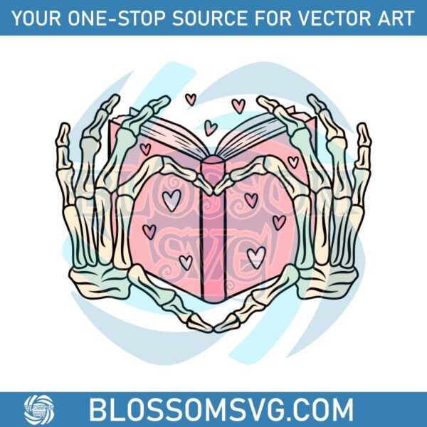 Book Lover Skeleton Hand Valentine SVG