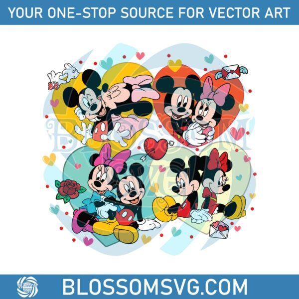 Mickey And Minnie Love Heart Couple SVG