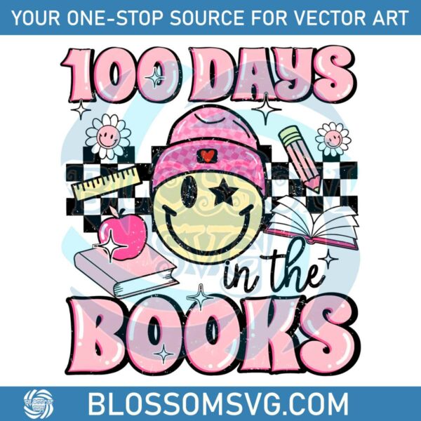 100 Days In The Books Smiley Face PNG
