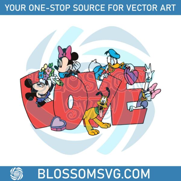 Disney Characters Love Valentine SVG