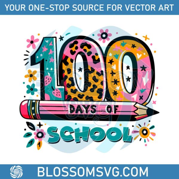 Leopard 100 Days of School Pencil SVG