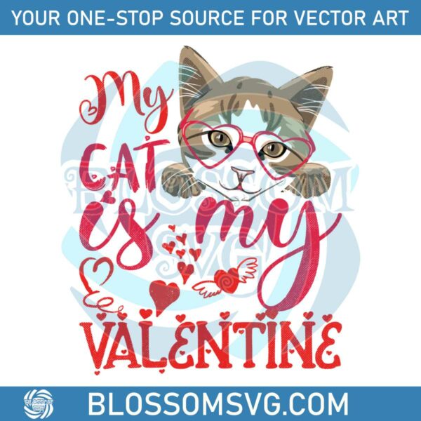 Groovy My Cat Is My Valentine SVG