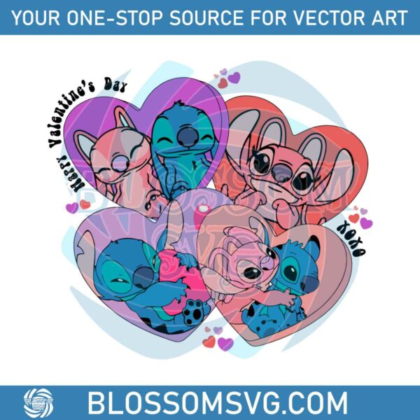 Happy Valentines Day Xoxo Stitch Angel SVG