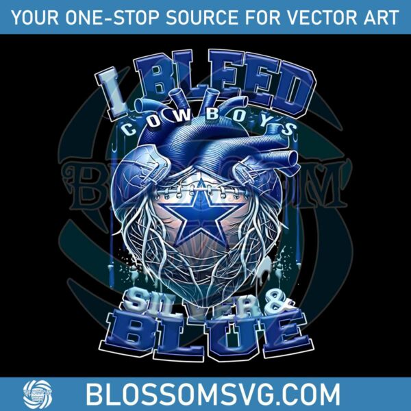 I Bleed Silver And Blue Cowboys Heart Png