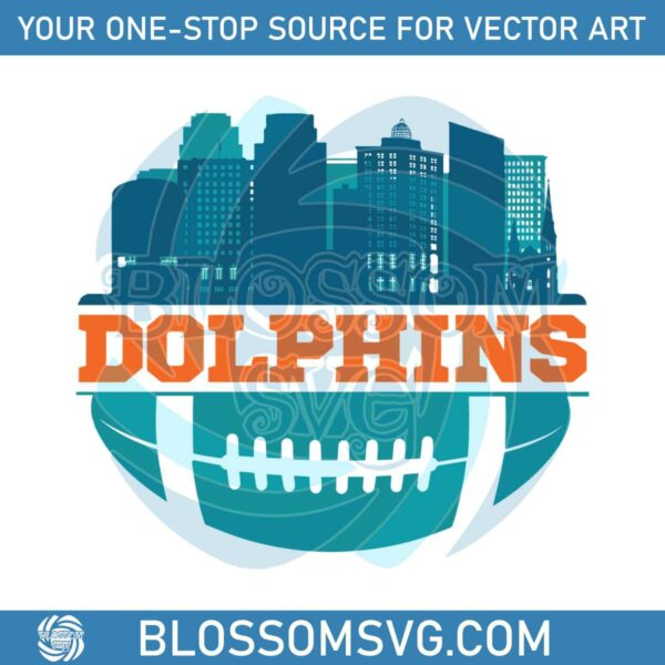 NFL Dolphins Football Skyline SVG