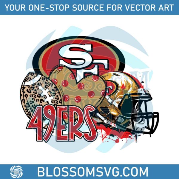 San Francisco 49ers Football Leopard Heart Helmet Svg
