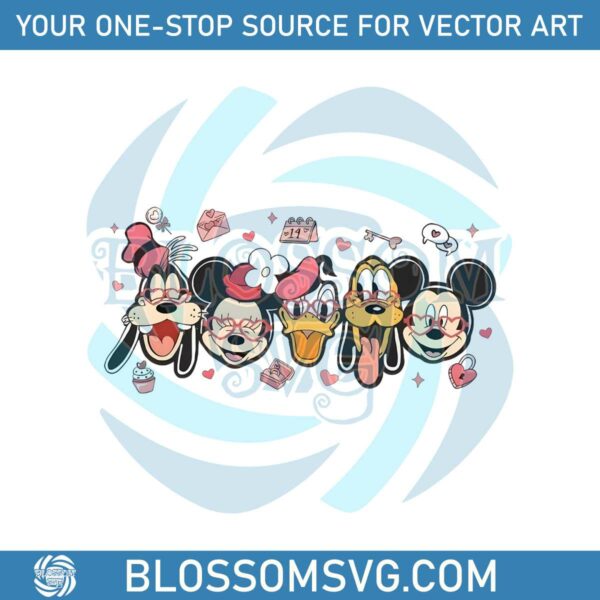 Groovy Mickey and Friend Valentines Day PNG