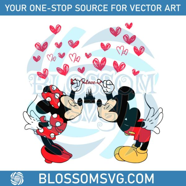 Disney Mickey Minnie Kiss Love Valentine Castle SVG