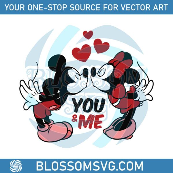 Mickey Kiss Minnie You And Me SVG