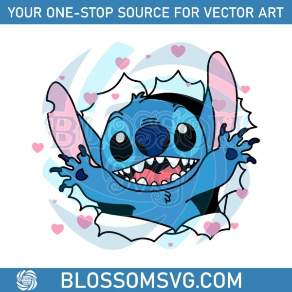 Stitch Cute Happy Valentine SVG