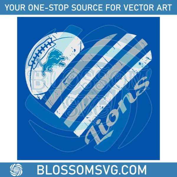 Detroit Lions Heart Logo Football SVG