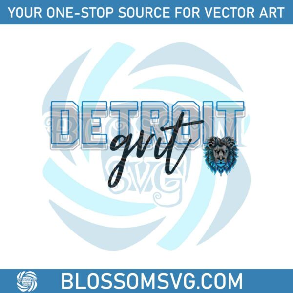 Retro Detroit Grit Lions Football PNG