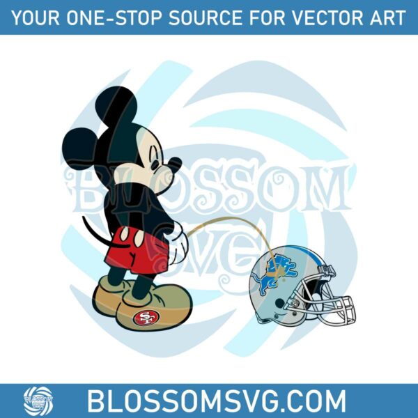 Funny Mickey 49ers Piss On Detroit Lions SVG