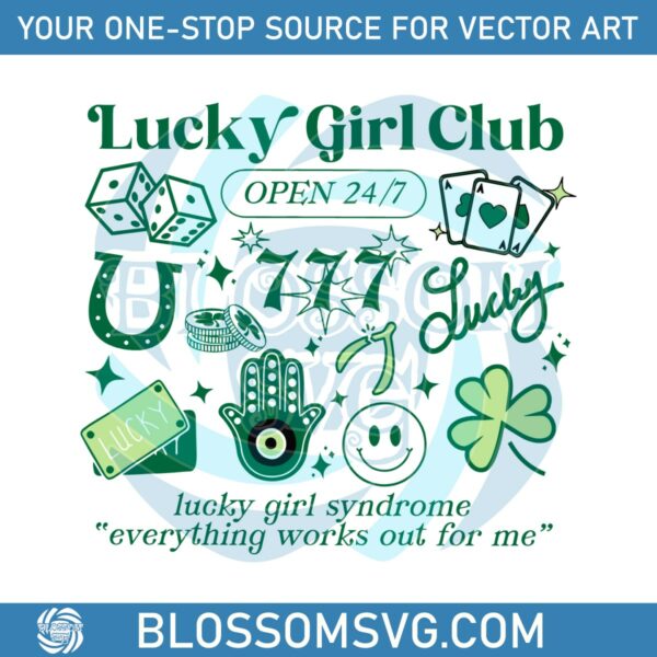 Retro Lucky Girl Club St Patricks Day SVG