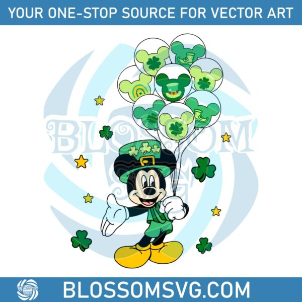 Mickey St Patricks Day Balloons SVG