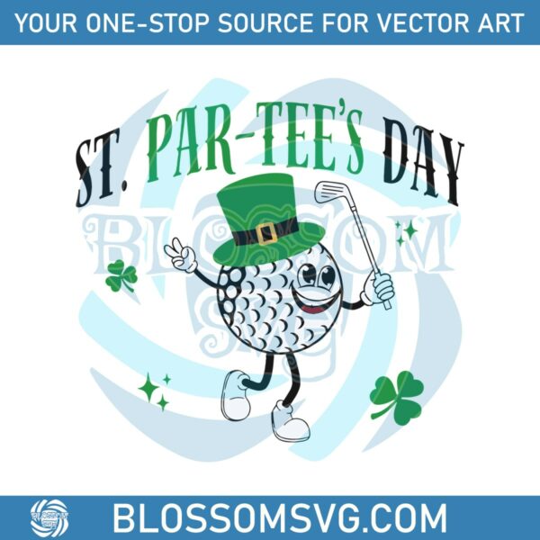 Funny St ParTees Day Golf Lucky Shamrock SVG