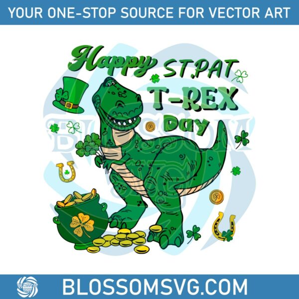Funny Happy St Pat Trex Day Pot Of Gold SVG