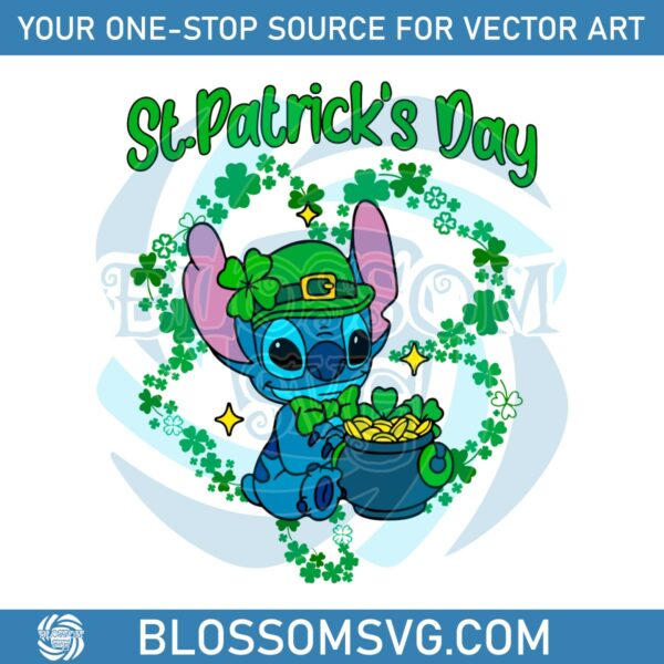 Happy St Patricks Day Stitch Shamrock SVG