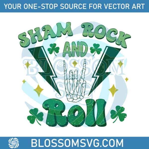 St Patricks Day Sham Rock And Roll Skeleton SVG