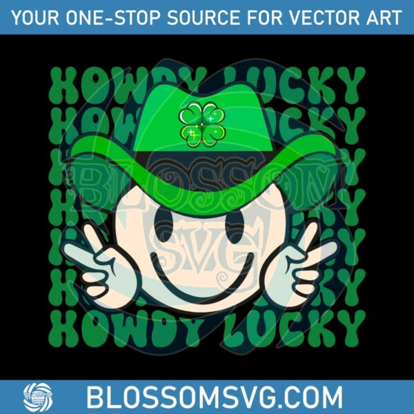 St Patricks Day Howdy Lucky Smiley Face SVG