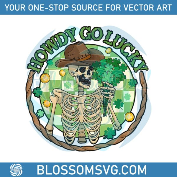Howdy Go Lucky Western Skeleton St Patricks Day PNG