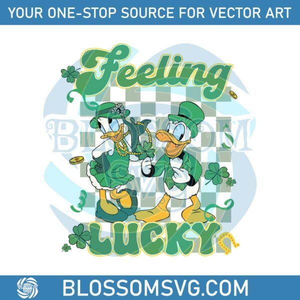 Donald Daisy Feeling Lucky Patricks Day SVG