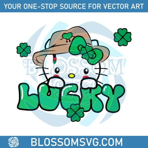 Lucky Cat Patricks Day Hello Kitty SVG