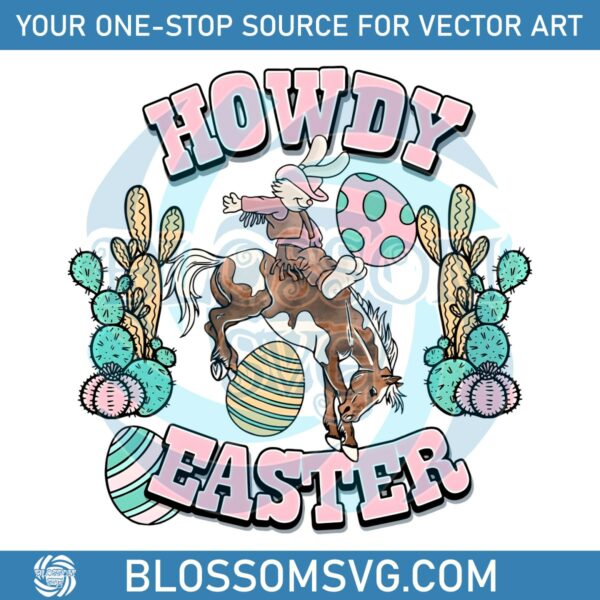 Howdy Easter Cute Cow Girl Bunny PNG