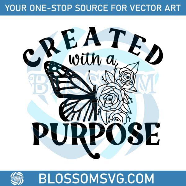 Created With A Purpose Floral Butterfly SVG