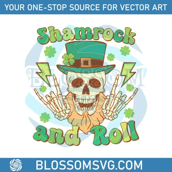 Shamrock And Roll Skull St Patricks Day SVG