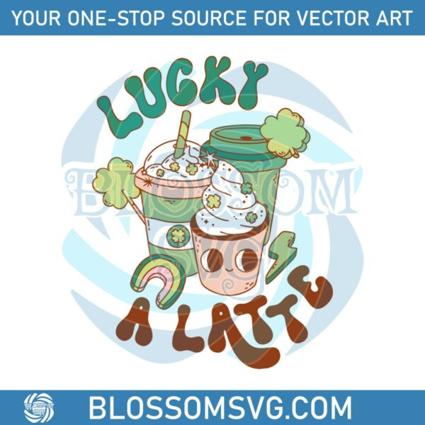 Retro Lucky A Latte St Patricks Day SVG
