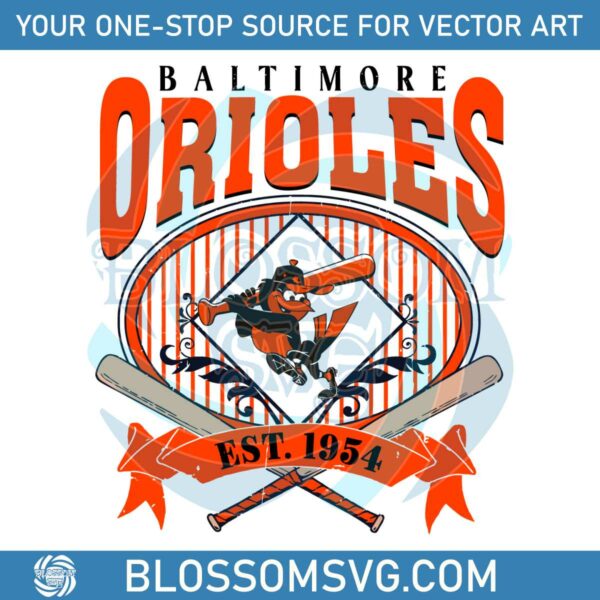Vintage Baltimore Orioles Est 1954 SVG