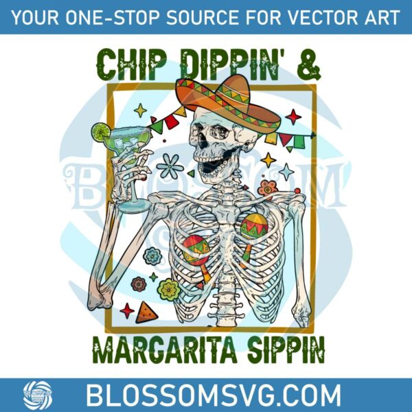 Funny Skeleton Chip Dippin And Margarita Sippin PNG