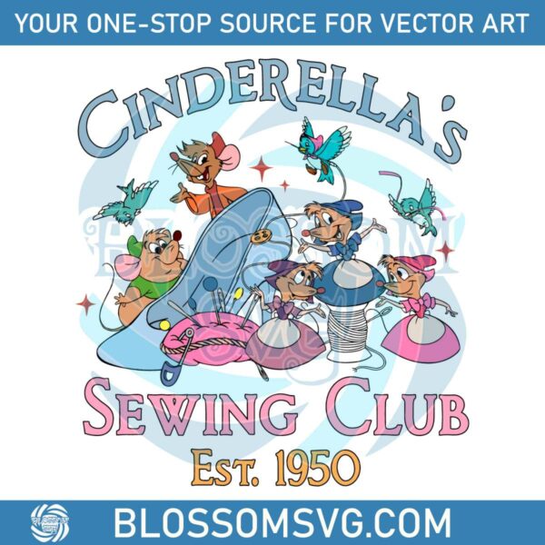 Vintage Disney Cinderellas Sewing Club Est 1950 SVG