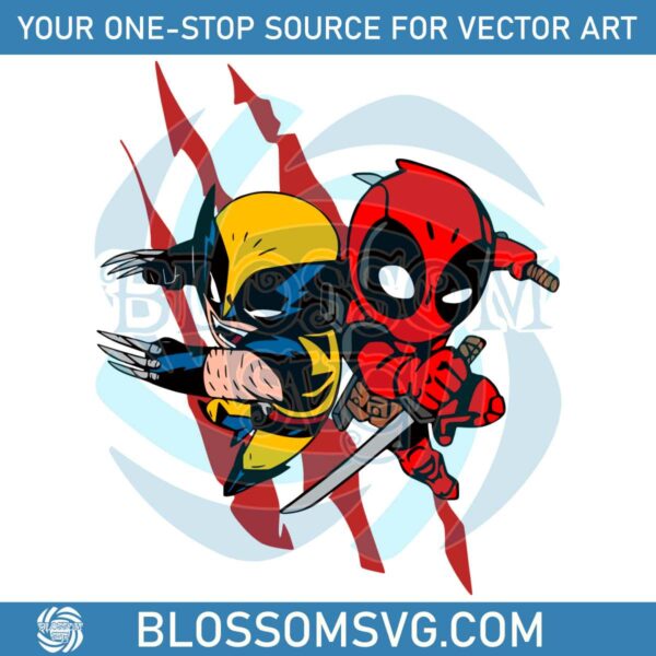 Cartoon Deadpool And Wolverine Movie SVG