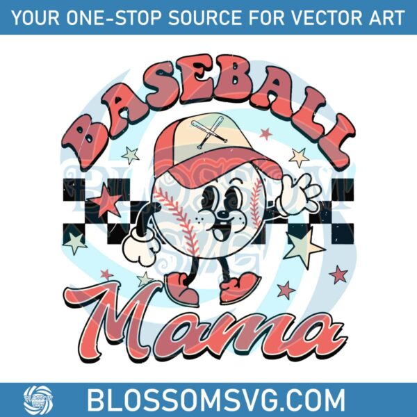 retro-baseball-mama-hat-checkered-svg