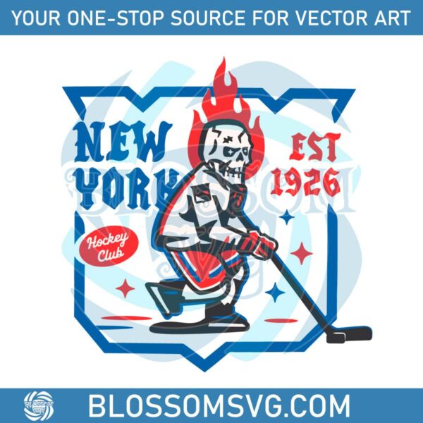 New York Rangers Skull Hockey Club SVG