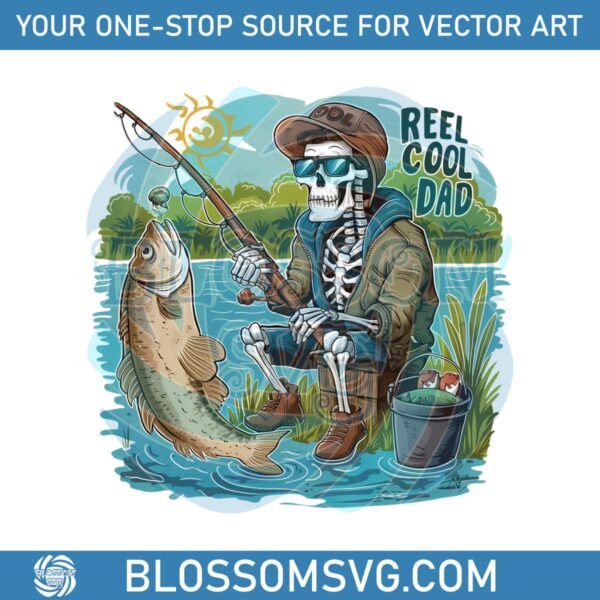 Reel Cool Dad Funny Fishing PNG