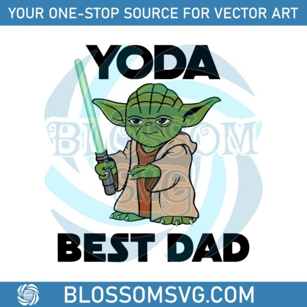 Retro Yoda Best Dad Green Lightsaber SVG